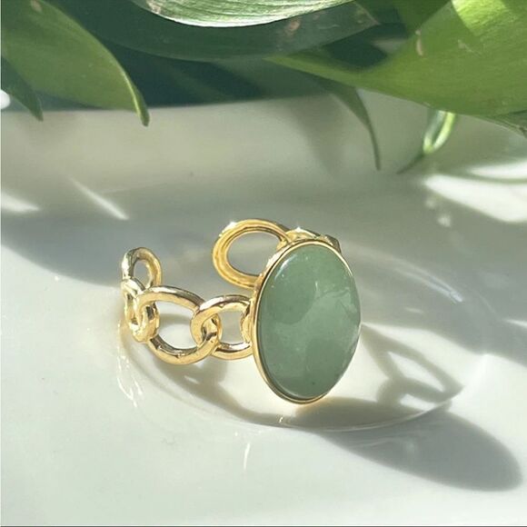 New Vintage Style Sunflower Natural Stone Ring & Earrings - Picture 4 of 7